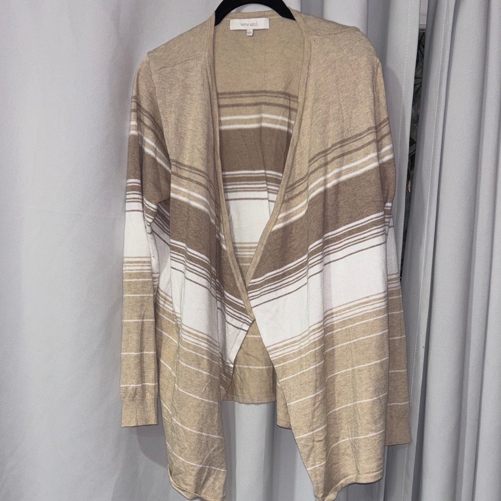 Verve Ami Tan and‎ White Striped Cardigan